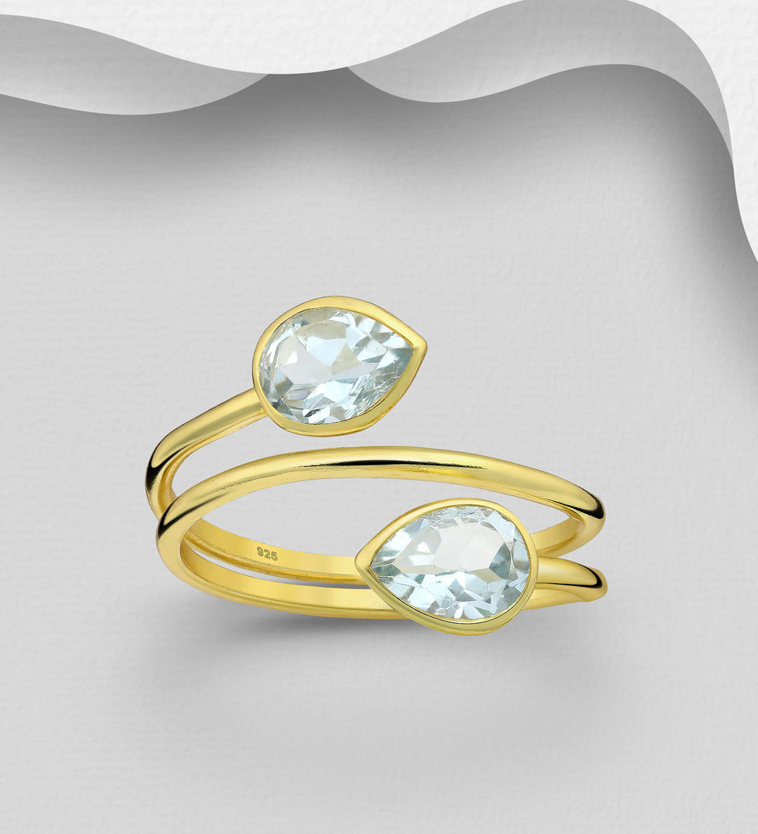 925 Sterling Silver Ring with Sky-Blue Topaz