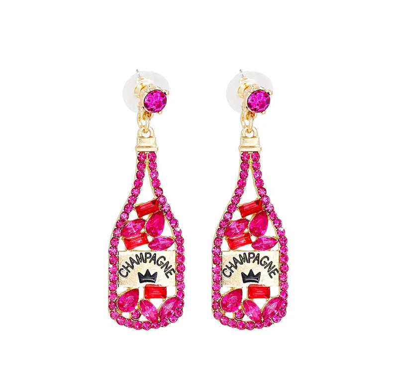 Sparkling Champagne Hot Pink Earrings - @Saucy Ladies