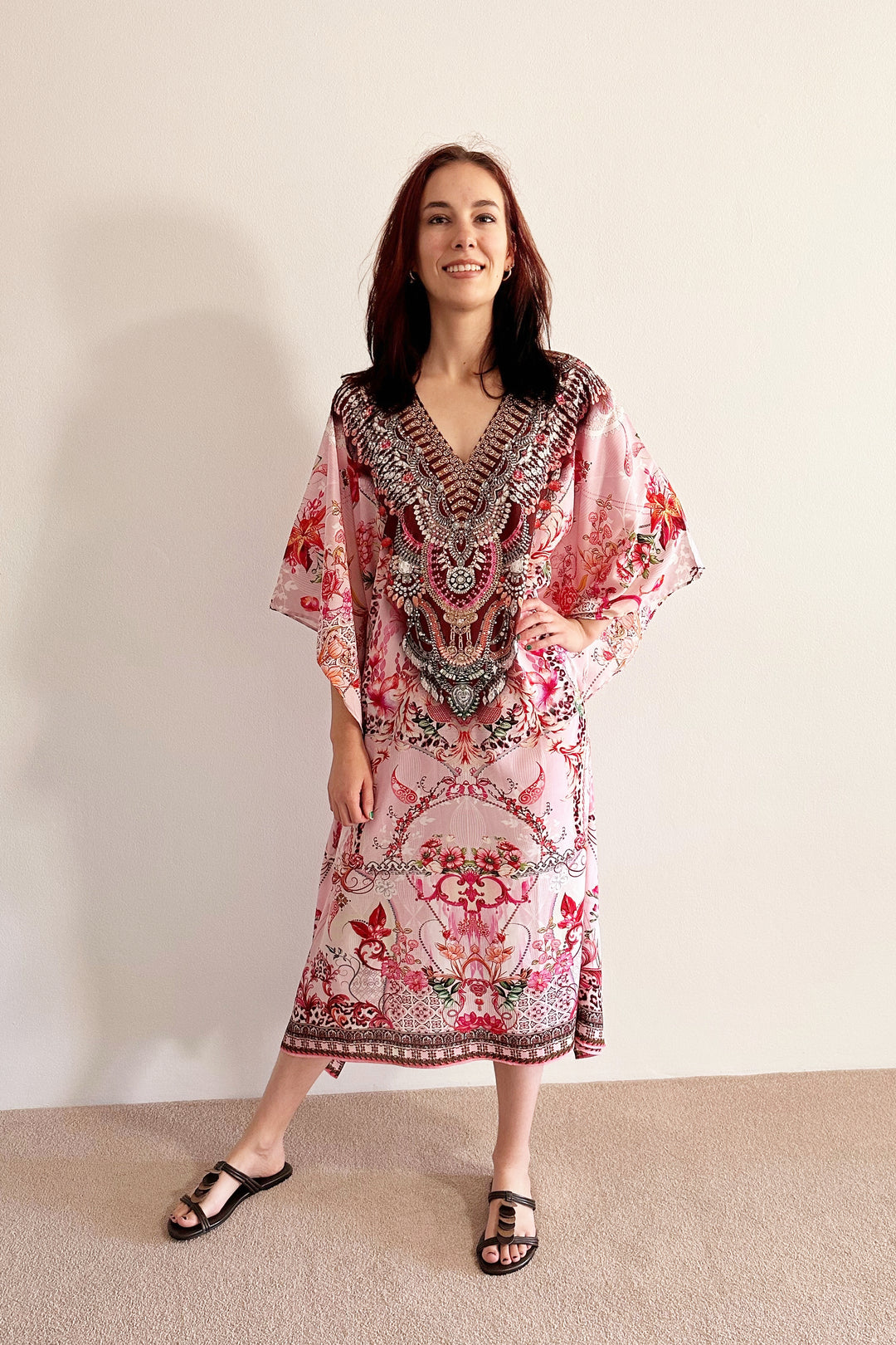 Pink Oasis Collection Medium Length Kaftan