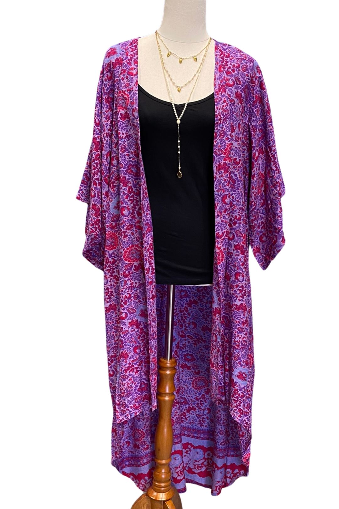 Mystical Purple Posie Boho Kimono