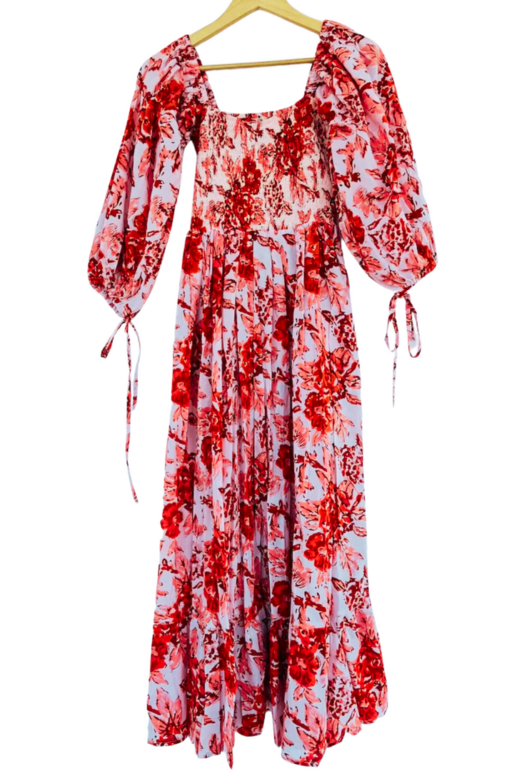 Tahitian Rose Shirred Maxi Dress