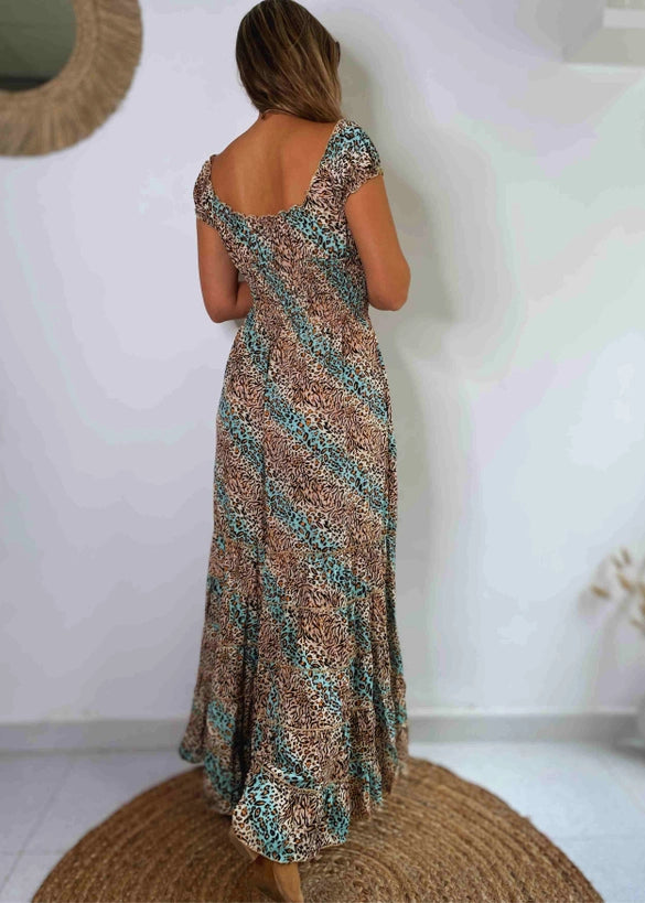 Carissa Animal Print Silk Maxi Dress