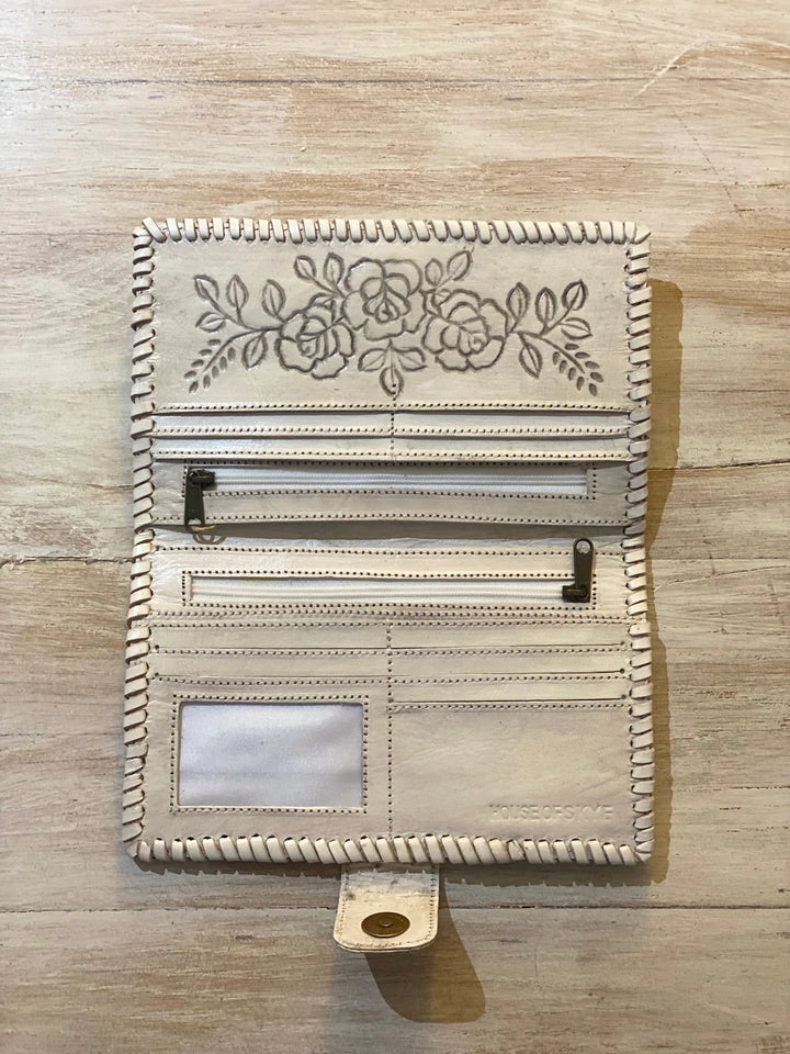 Desert Rose Leather Wallet - Vintage White
