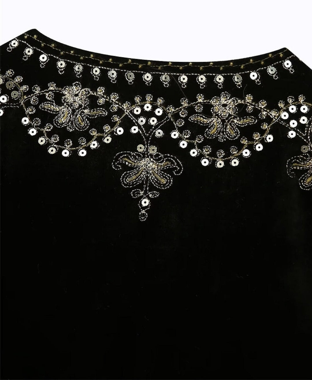 Adalee Boho Black Velvet Embroidered Vest - @Saucy Ladies
