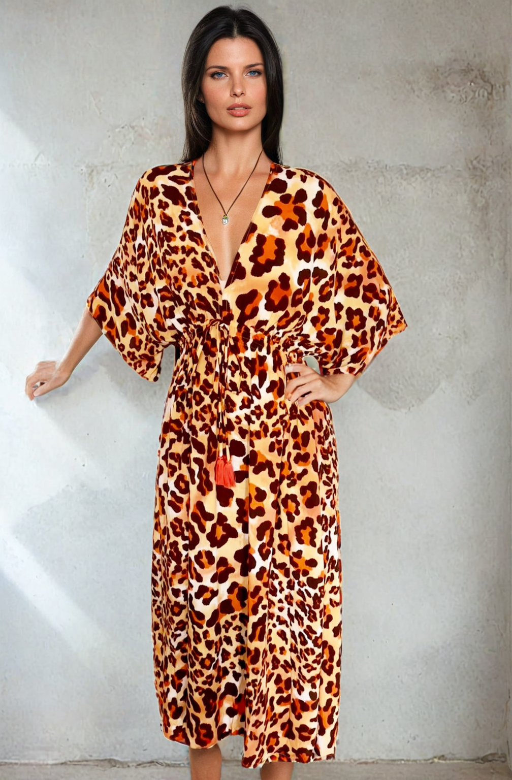 Elke Maxi Dress Rust Leopard