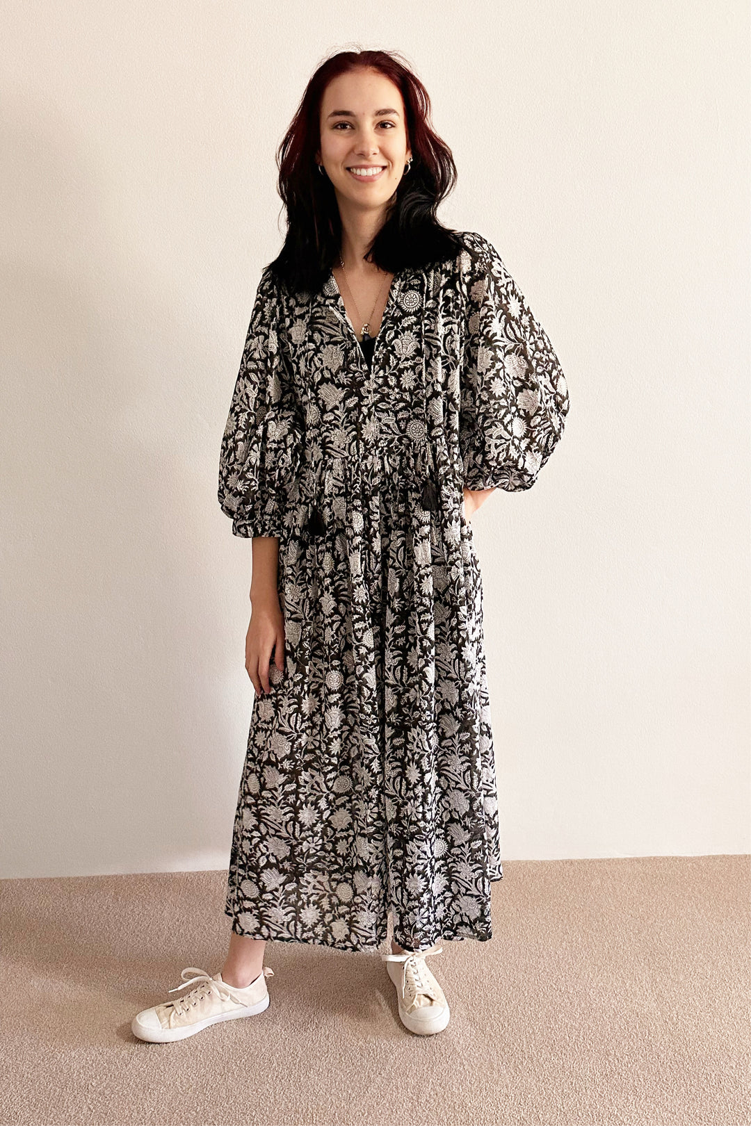 Aaliyah Block Printed Cotton Midi Dress - @Saucy Ladies