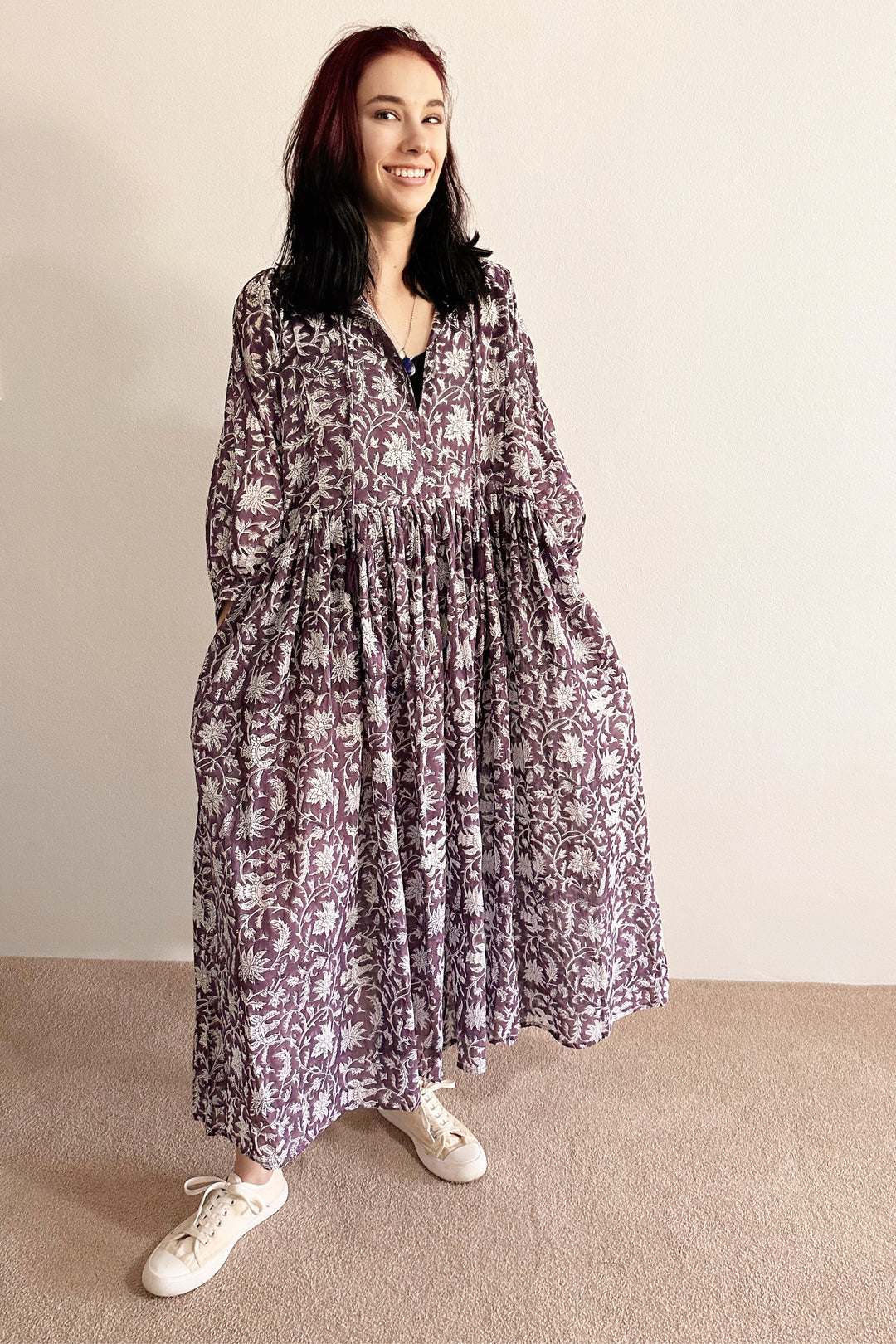 Aaliyah Block Printed Cotton Midi Dress - @Saucy Ladies