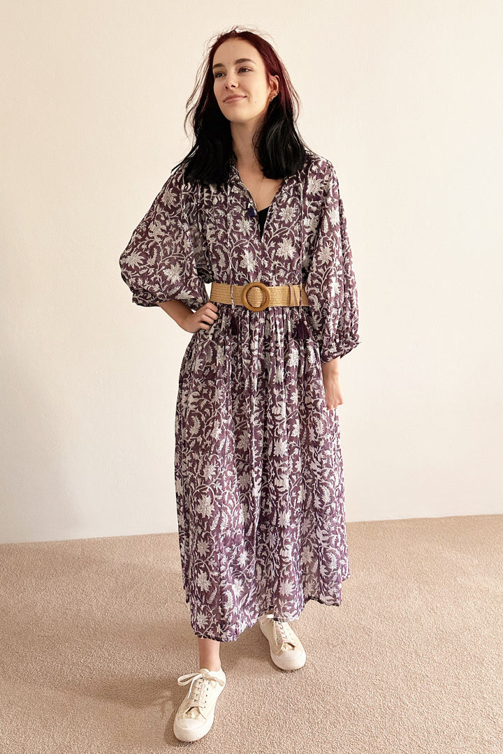 Aaliyah Block Printed Cotton Midi Dress - @Saucy Ladies
