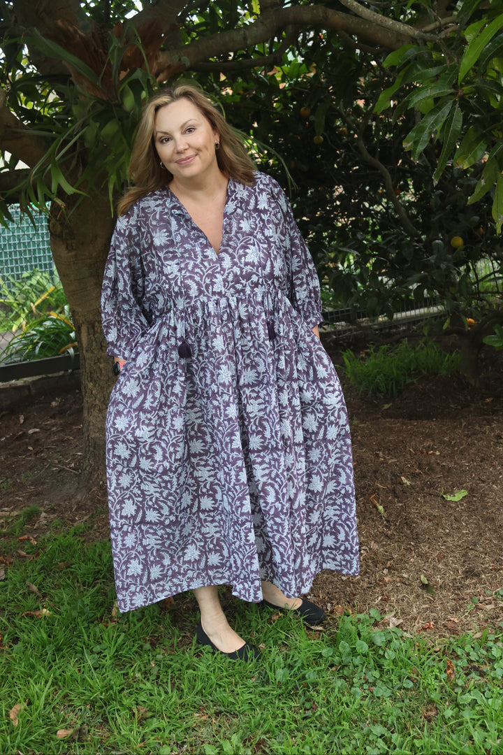 Aaliyah Block Printed Cotton Maxi Dress - @Saucy Ladies