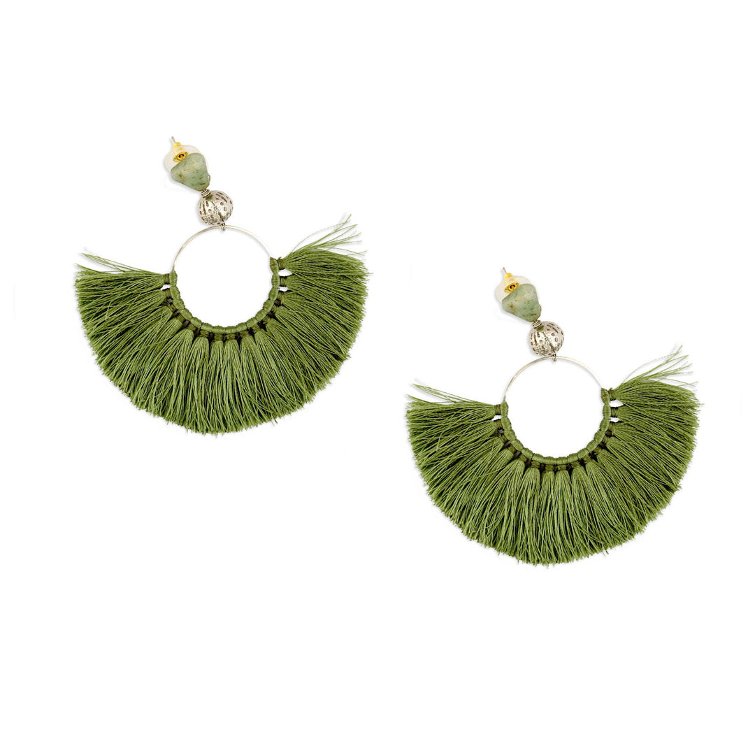 Green Tassel Earrings