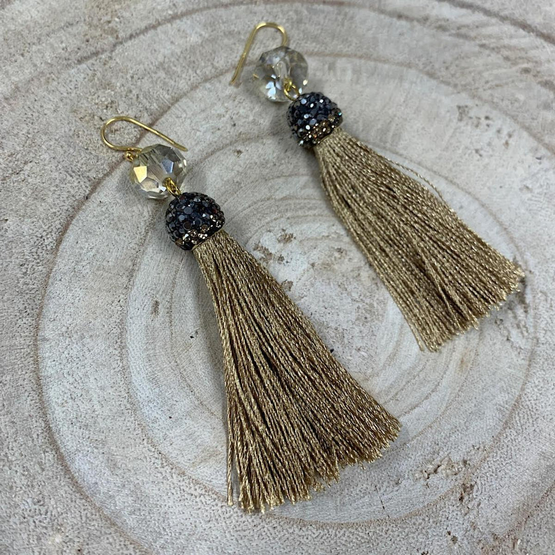 Crystal Round Tassel Earrings - @Saucy Ladies