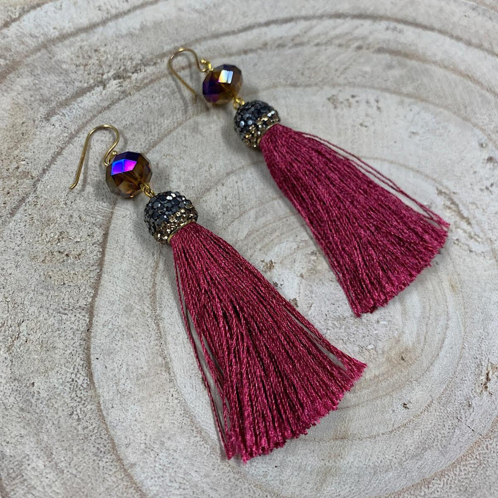 Crystal Round Tassel Earrings - @Saucy Ladies