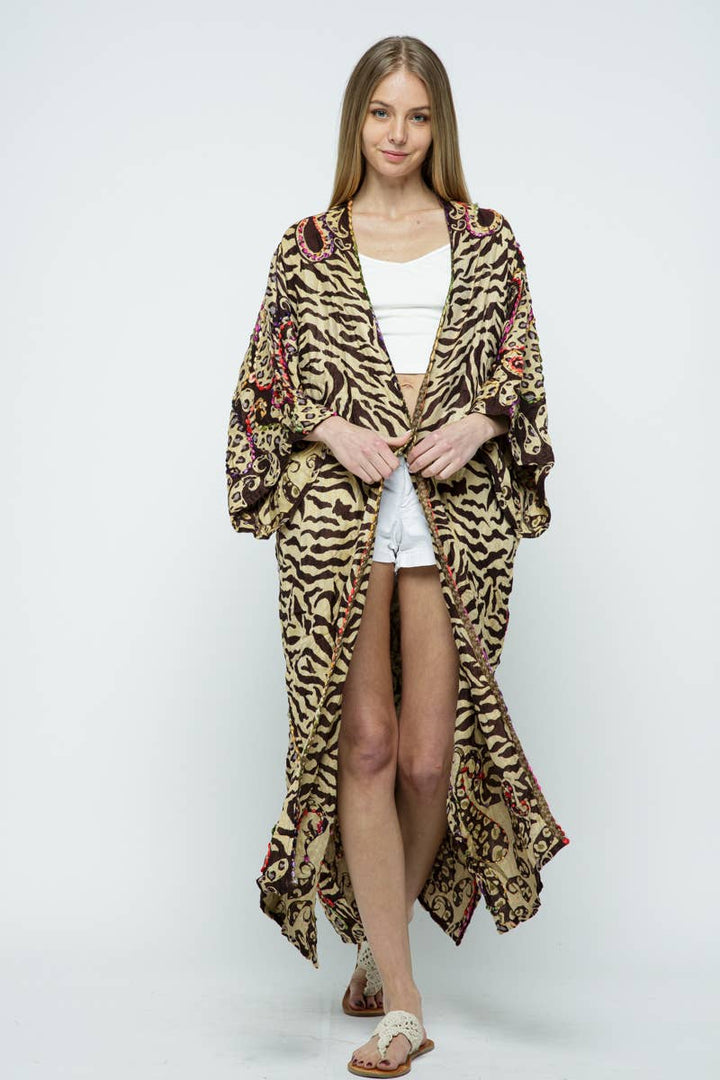 Imani Embroidered Duster Kimono