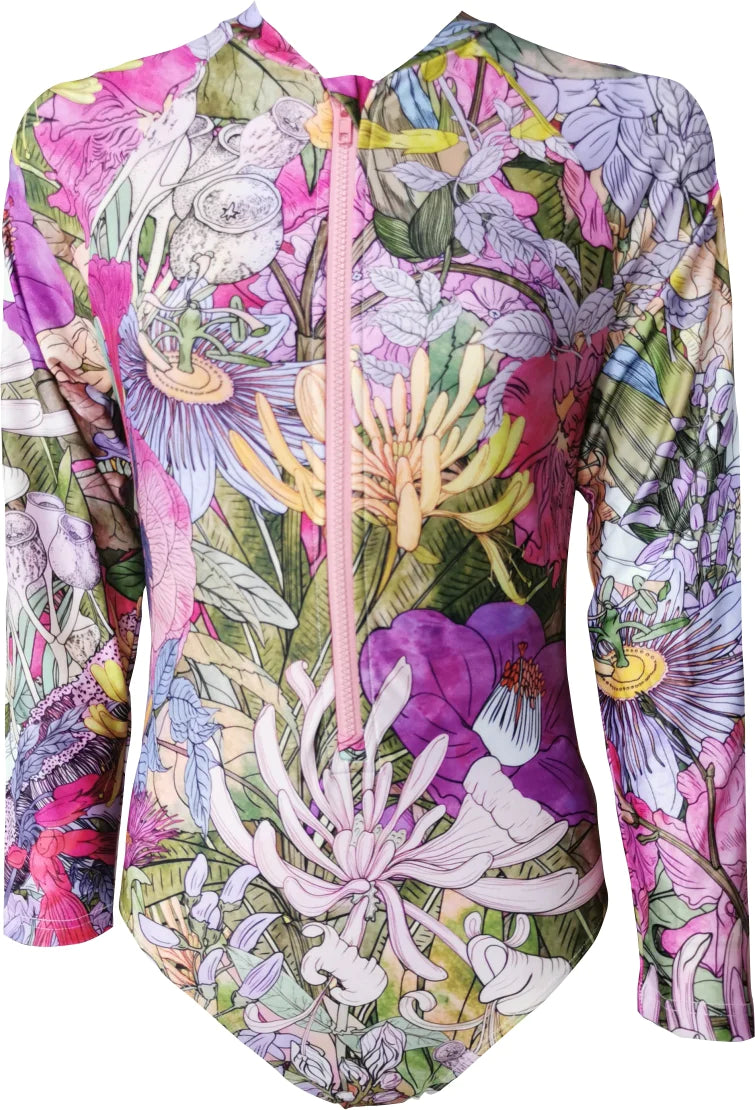 Plivati - Lana "In Bloom" One Piece Zip Long Sleeve Swimsuit - @Saucy Ladies