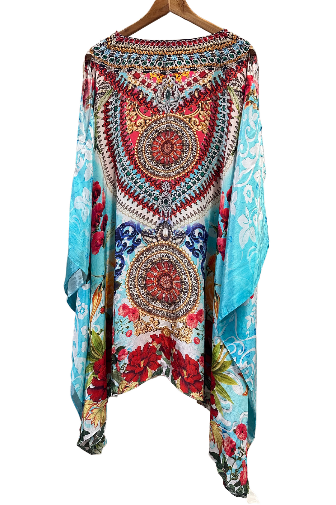 Aphrodite Cold Shoulder Short Kaftan - Azure Dream - @Saucy Ladies