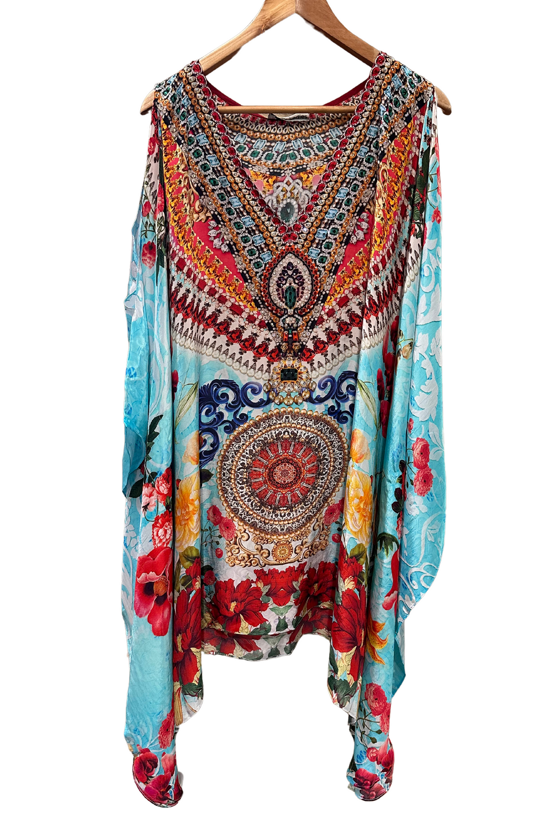 Aphrodite Cold Shoulder Short Kaftan - Azure Dream - @Saucy Ladies