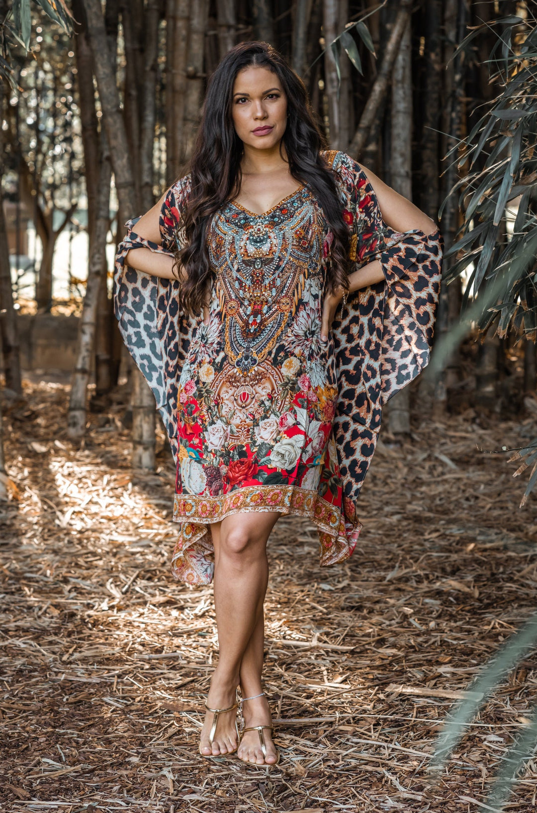 Aphrodite Cold Shoulder Short Kaftan - Animal Instinct - @Saucy Ladies