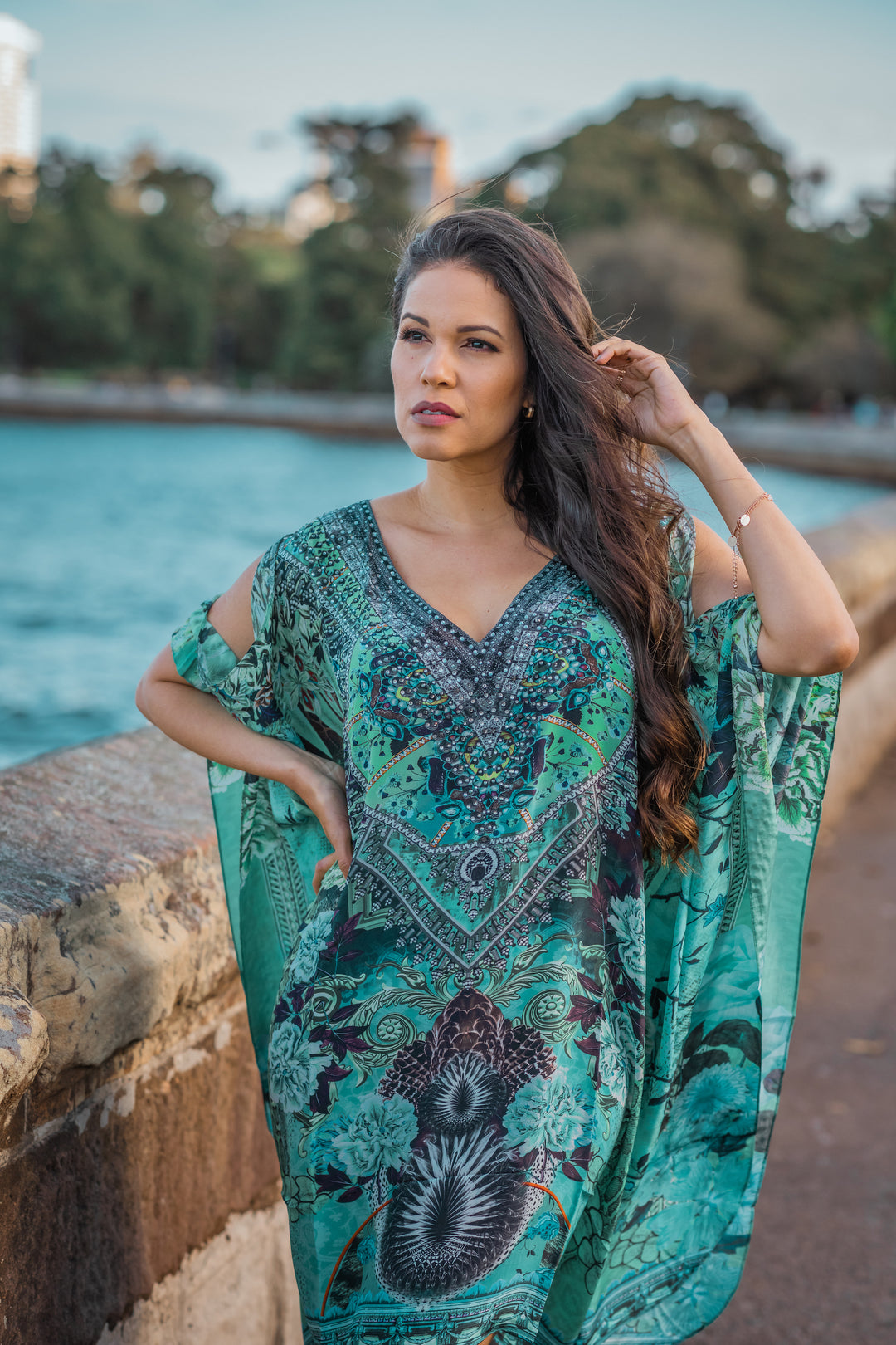 Aphrodite Cold Shoulder Short Kaftan - Envy - @Saucy Ladies