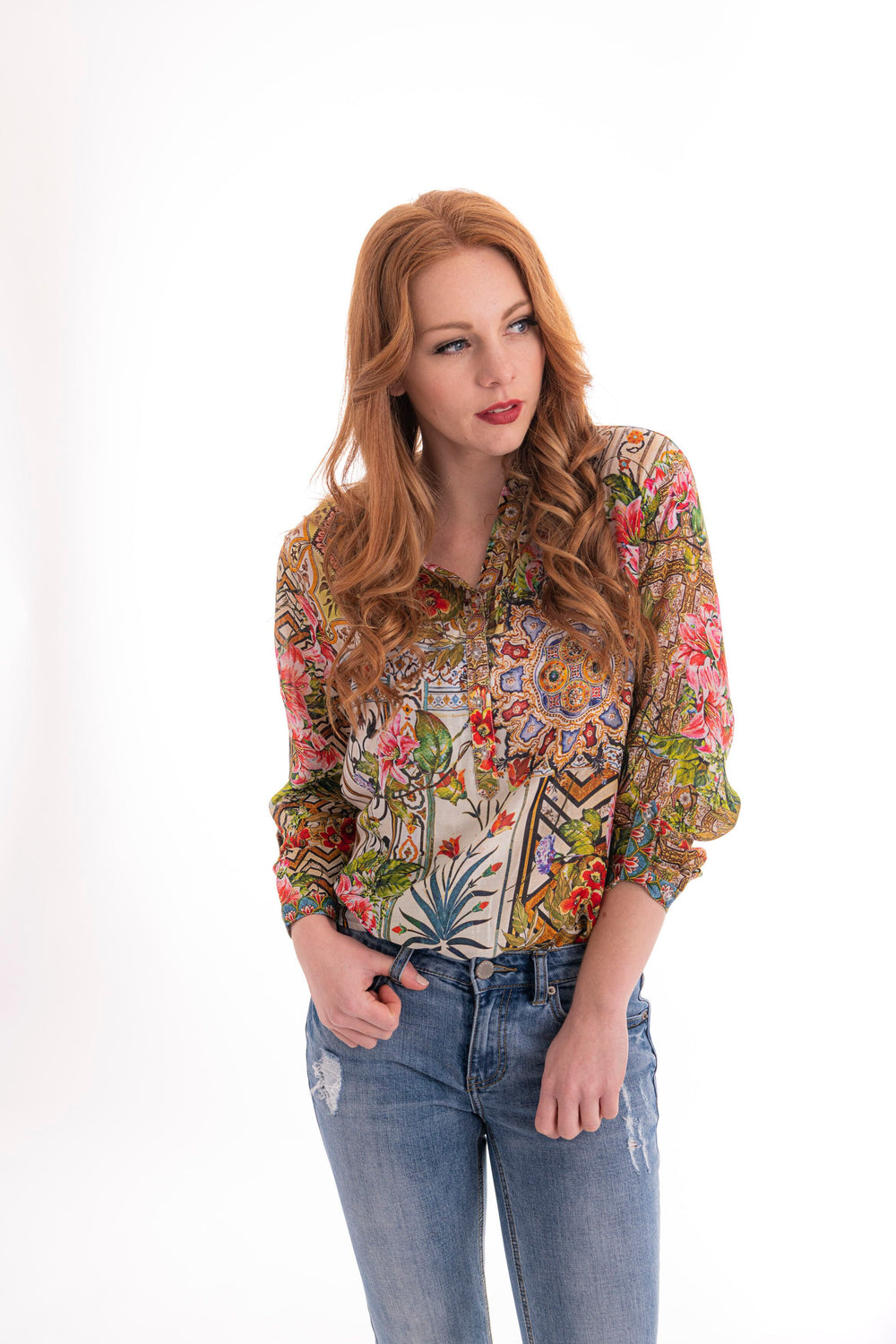 Floral Window Silk Blend Shirt - @Saucy Ladies