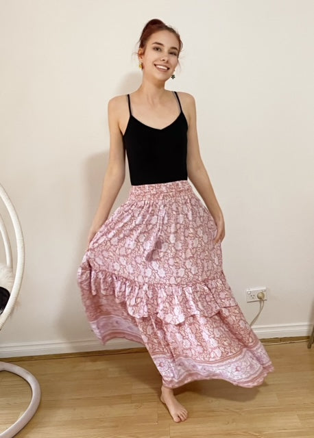 Nala Boho Ruffle Maxi Skirt - @Saucy Ladies