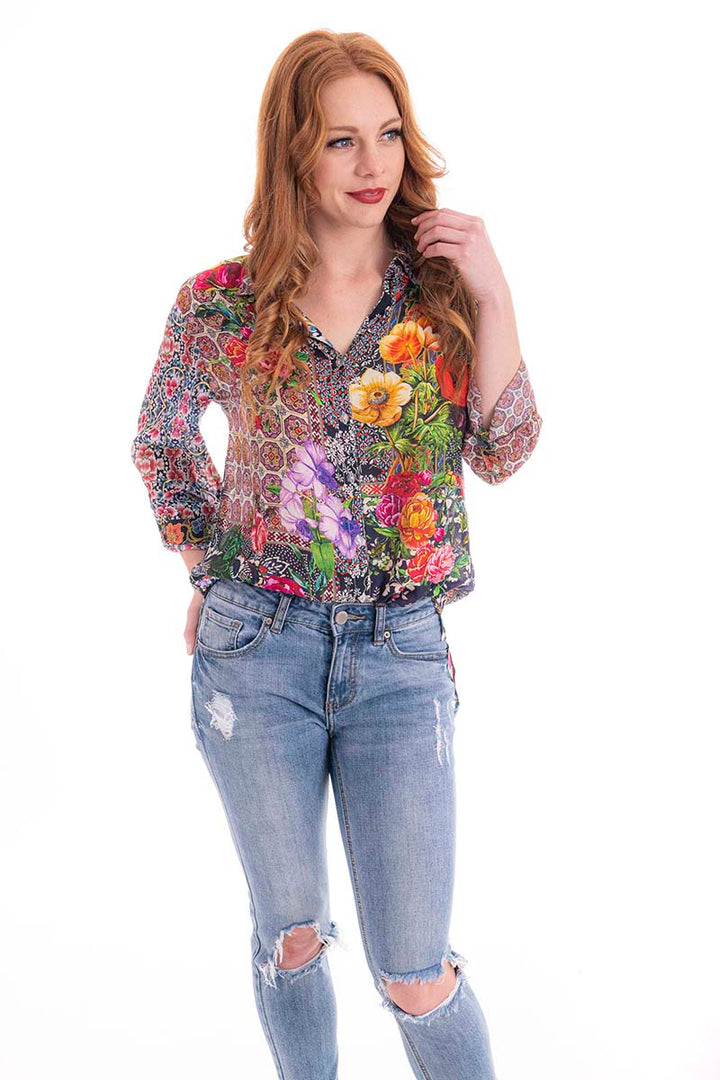 Poppy Garden Silk Blend Shirt - @Saucy Ladies
