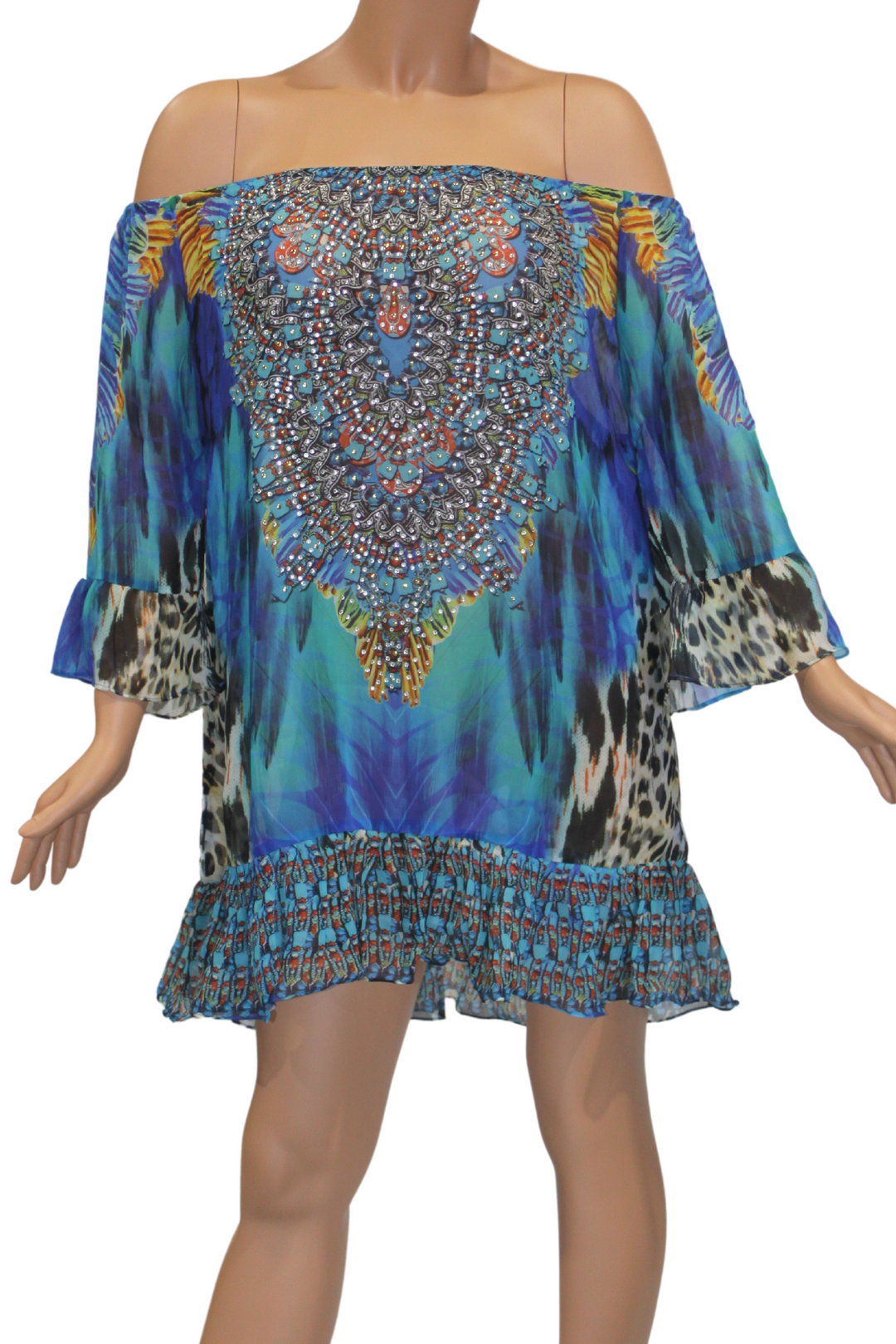 Macaw Off Shoulder Frill Dress - @Saucy Ladies