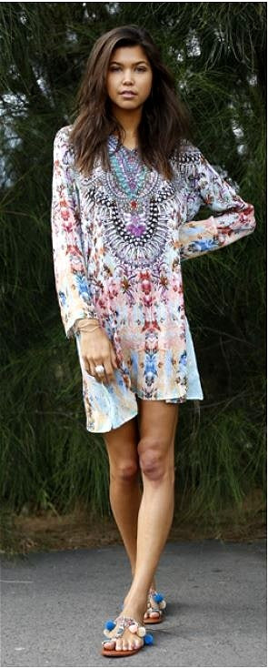 Mint Flower Long sleeve Dress/Tunic - @Saucy Ladies