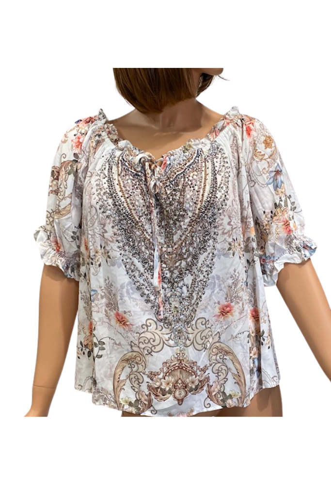 Embellished Off Shoulder Top - Gems by Lorraine Designs - @Saucy Ladies