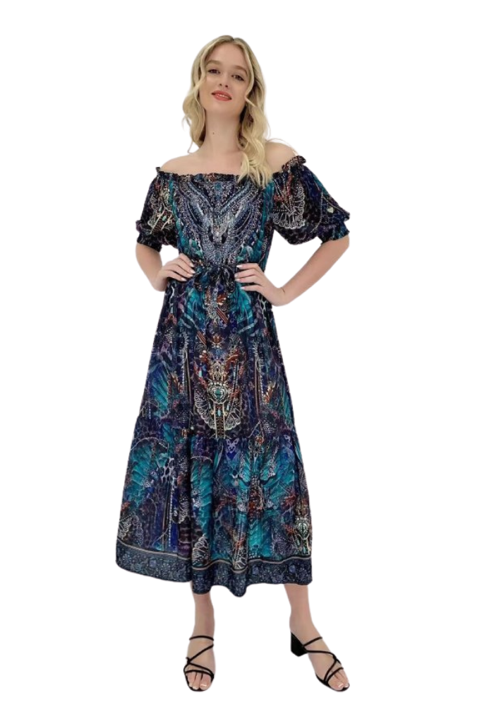 Festival Embellished Off Shoulder Dress - Gems by Lorraine Designs - @Saucy Ladies