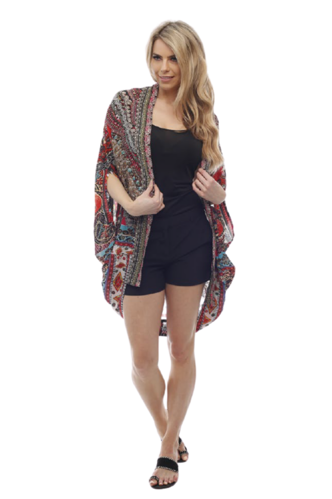 Red Metropolitan Kimono Cape - @Saucy Ladies