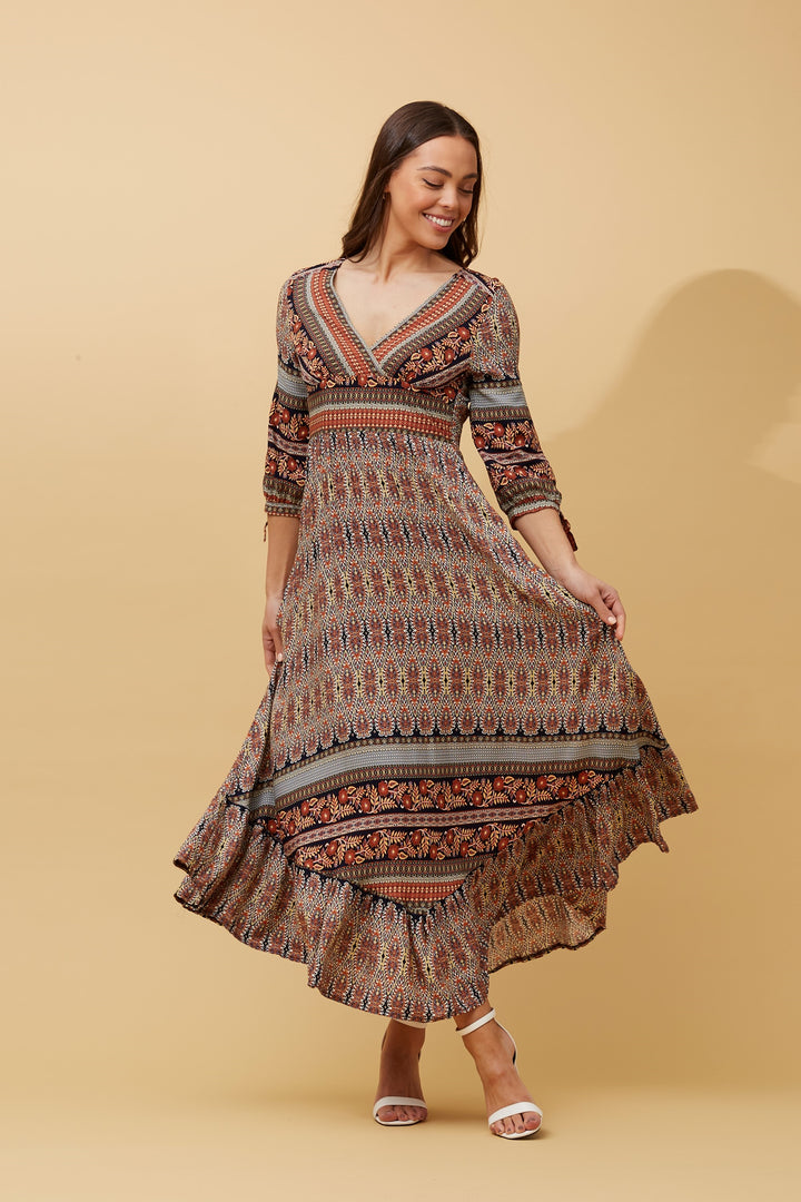 Venus Floral Boho Maxi Dress - Rust - @Saucy Ladies