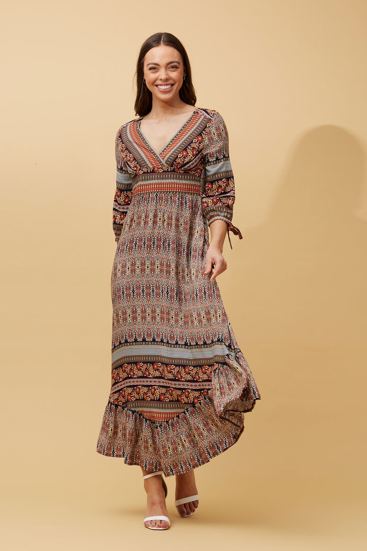 Venus Floral Boho Maxi Dress - Rust - @Saucy Ladies