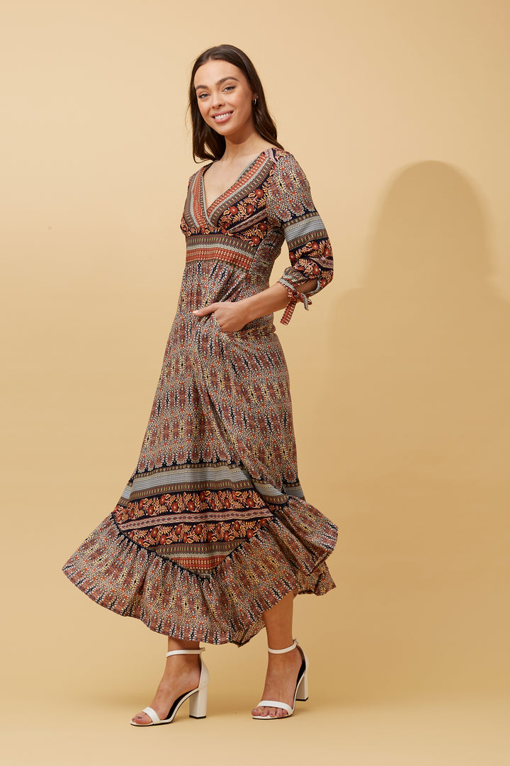 Venus Floral Boho Maxi Dress - Rust - @Saucy Ladies